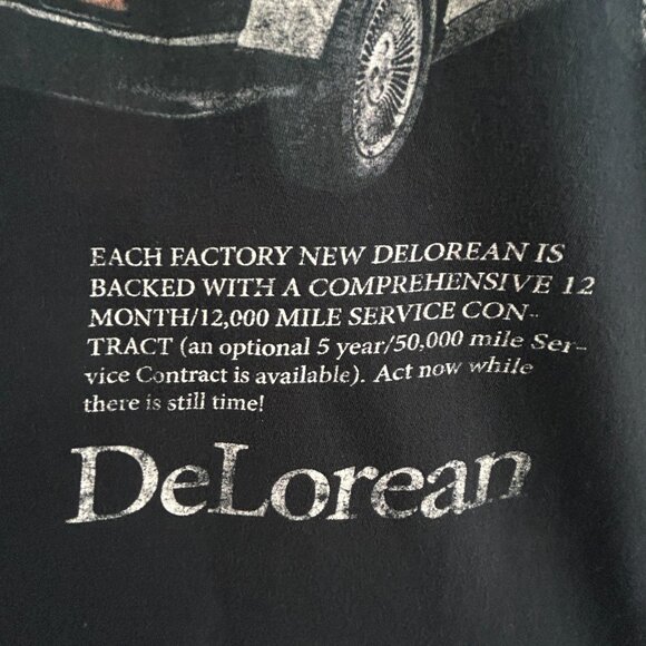 Rare Iconic DeLorean Graphic Tee Black Vintage style Retro cars Men's Small - Picture 5 of 6